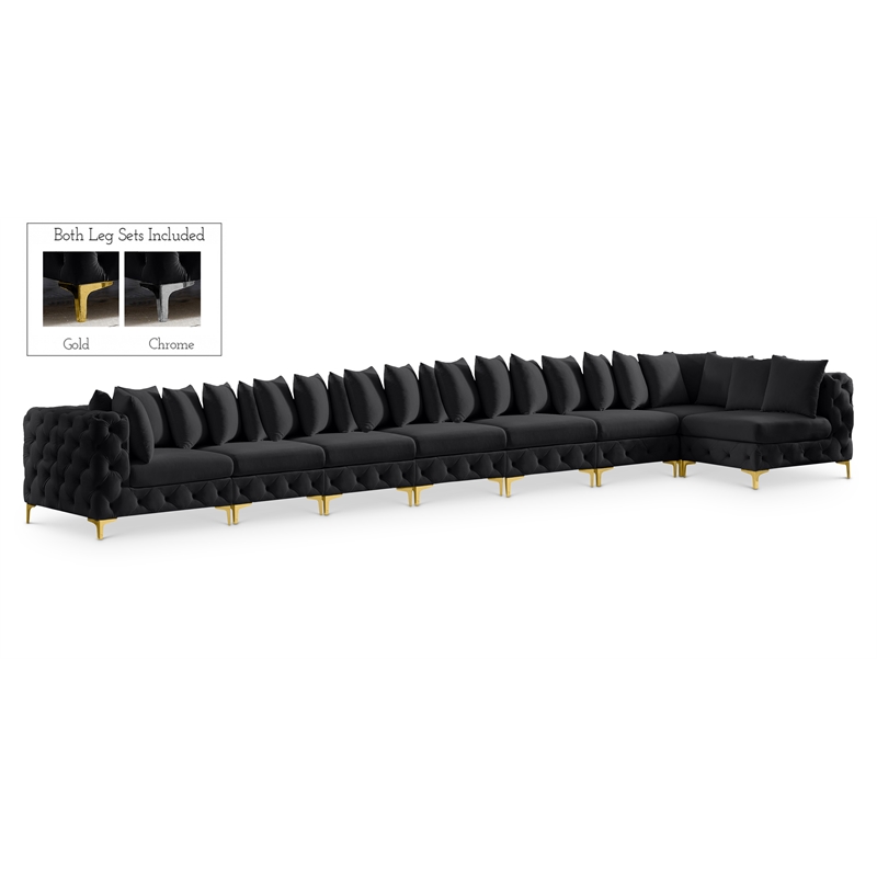 Meridian Furniture Tremblay Black Velvet Modular Sectional