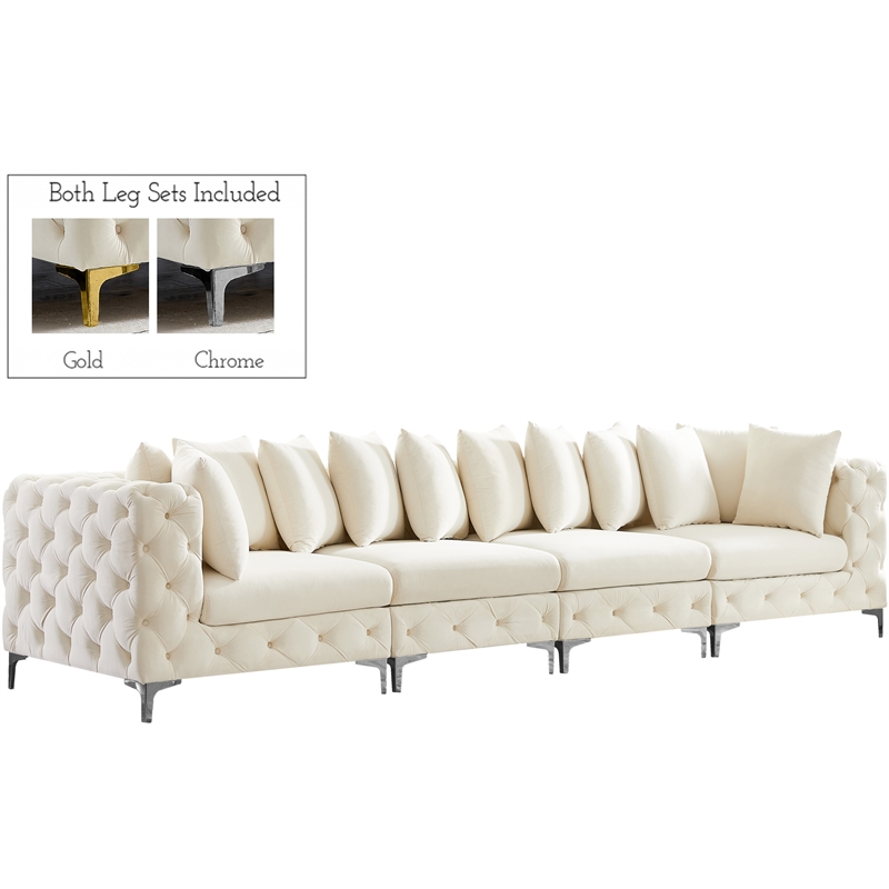 Meridian Furniture Tremblay Cream Velvet Modular Sofa