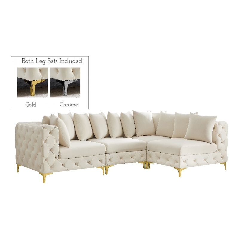Meridian Furniture Tremblay Cream Velvet Modular Sectional