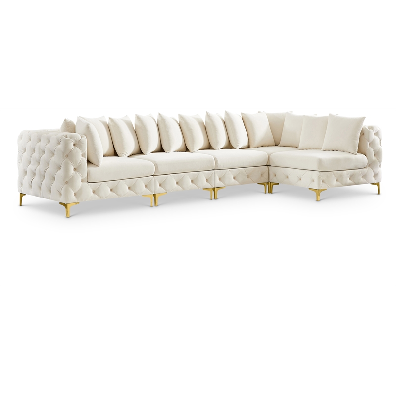 Meridian Furniture Tremblay Cream Velvet Modular Sectional