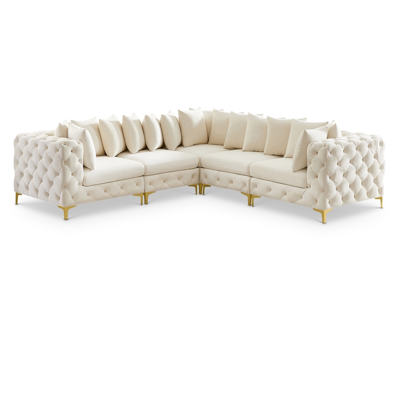 Meridian Furniture Tremblay Cream Velvet Modular Sectional