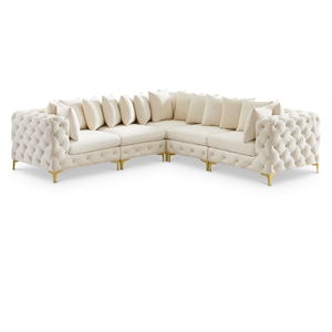 Meridian Furniture Tremblay Cream Velvet Modular Sectional