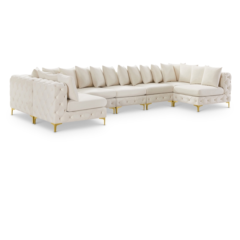 Meridian Furniture Tremblay Cream Velvet Modular Sectional