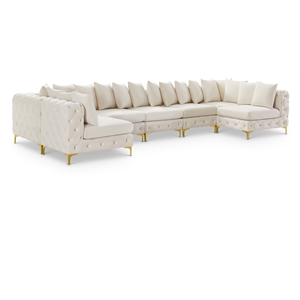 Meridian Furniture Tremblay Cream Velvet Modular Sectional