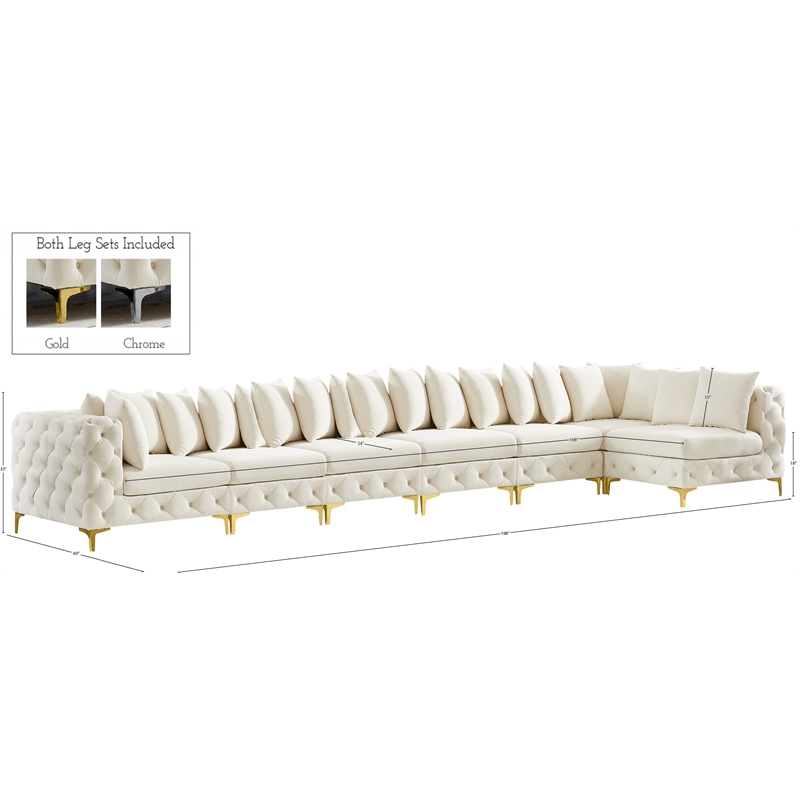 Meridian Furniture Tremblay Cream Velvet Modular Sectional