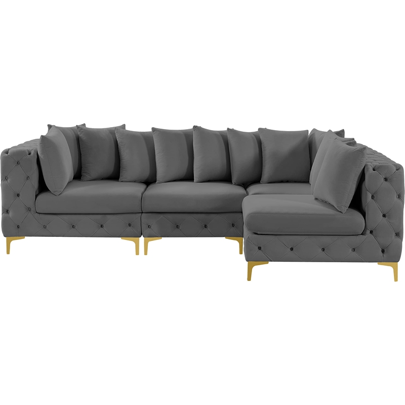 Meridian Furniture Tremblay Grey Velvet Modular Sectional