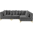 Meridian Furniture Tremblay Grey Velvet Modular Sectional