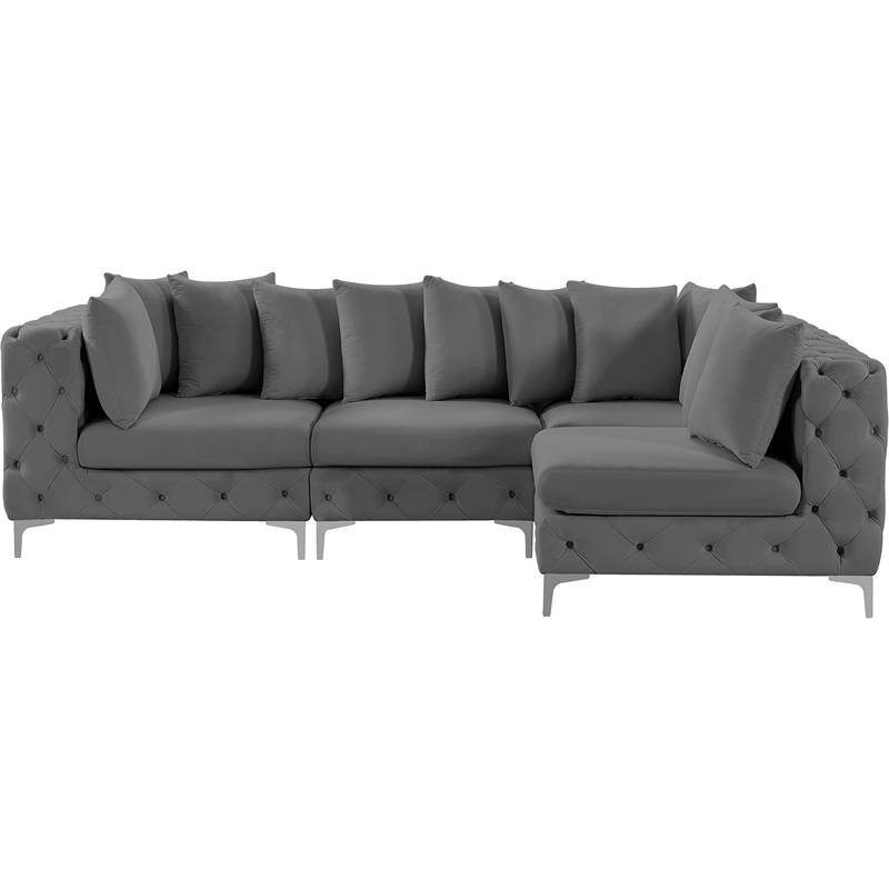 Meridian Furniture Tremblay Grey Velvet Modular Sectional