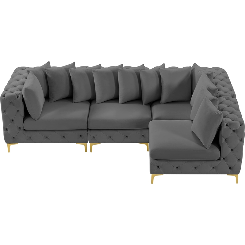 Meridian Furniture Tremblay Grey Velvet Modular Sectional