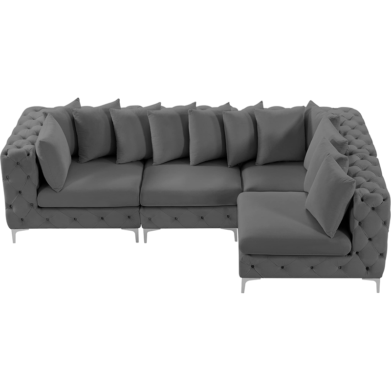 Meridian Furniture Tremblay Grey Velvet Modular Sectional