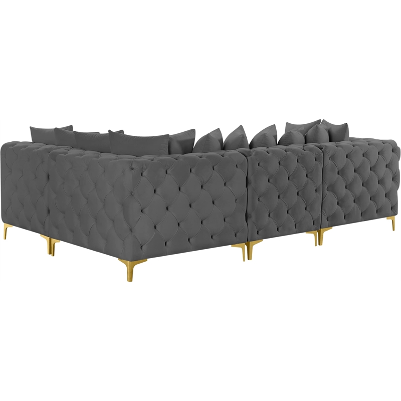 Meridian Furniture Tremblay Grey Velvet Modular Sectional