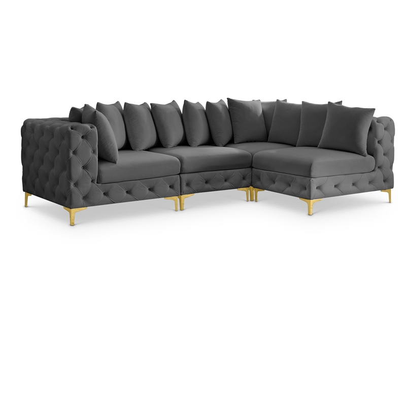 Meridian Furniture Tremblay Grey Velvet Modular Sectional