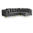 Meridian Furniture Tremblay Grey Velvet Modular Sectional