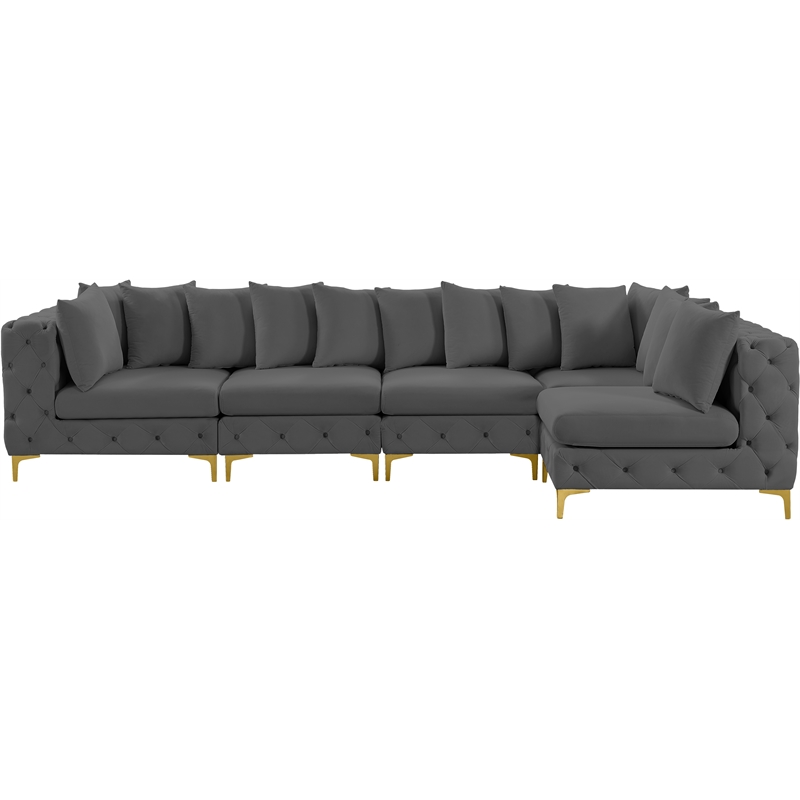 Meridian Furniture Tremblay Grey Velvet Modular Sectional