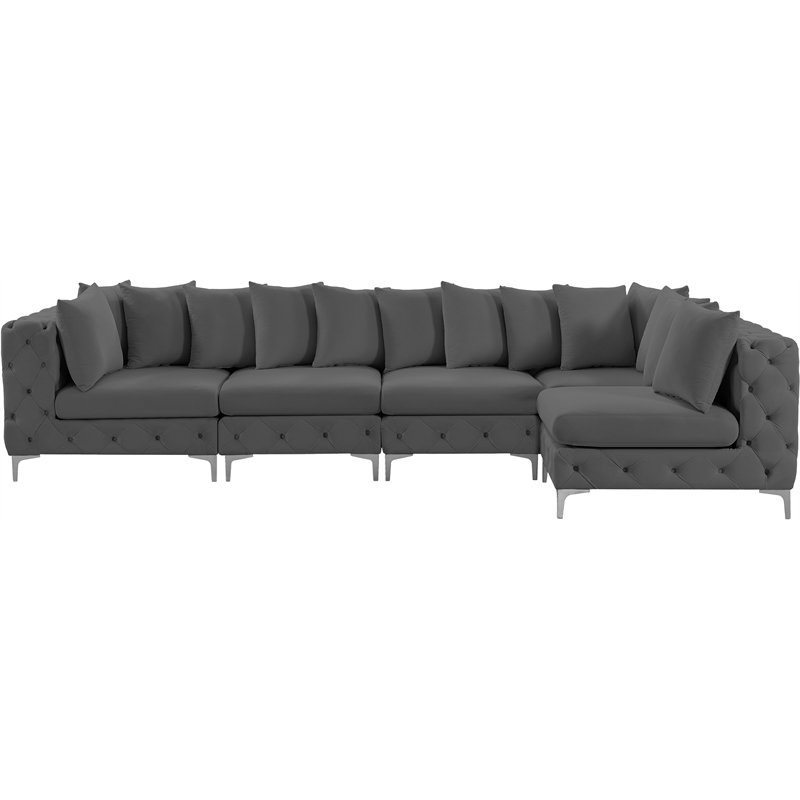 Meridian Furniture Tremblay Grey Velvet Modular Sectional