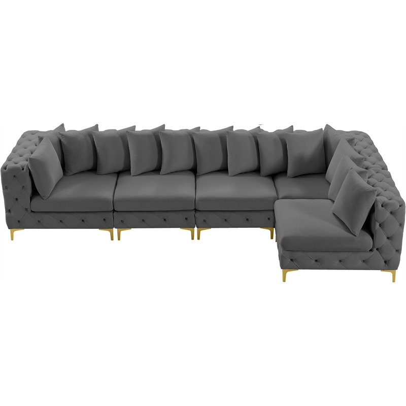 Meridian Furniture Tremblay Grey Velvet Modular Sectional