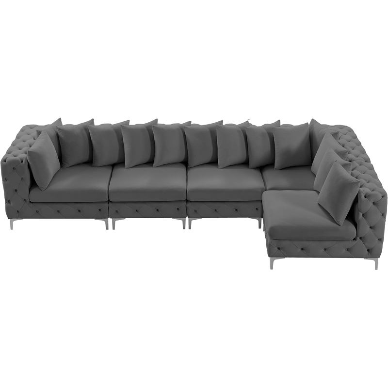 Meridian Furniture Tremblay Grey Velvet Modular Sectional