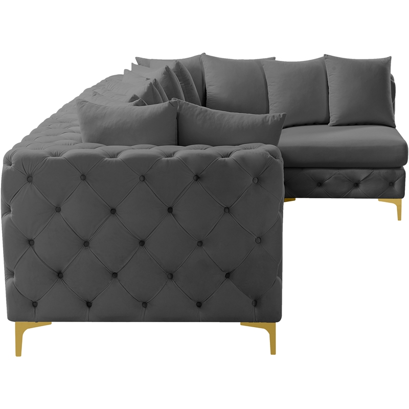 Meridian Furniture Tremblay Grey Velvet Modular Sectional