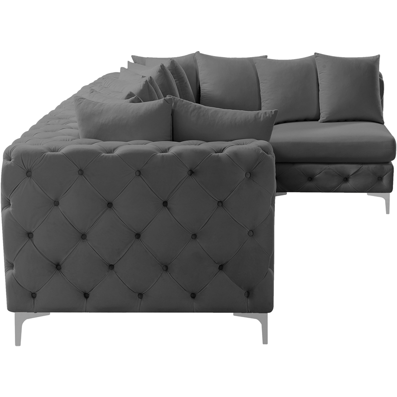 Meridian Furniture Tremblay Grey Velvet Modular Sectional