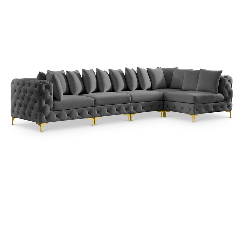 Meridian Furniture Tremblay Grey Velvet Modular Sectional