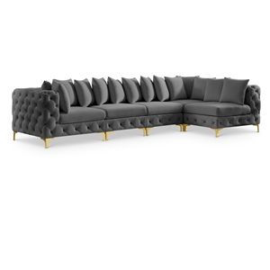 Meridian Furniture Tremblay Grey Velvet Modular Sectional