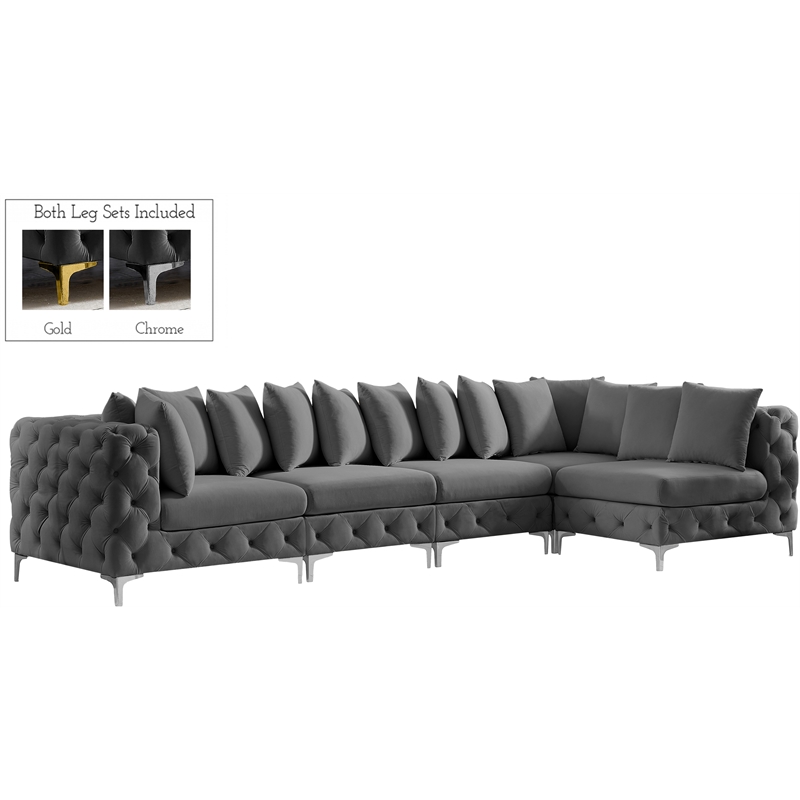 Meridian Furniture Tremblay Grey Velvet Modular Sectional