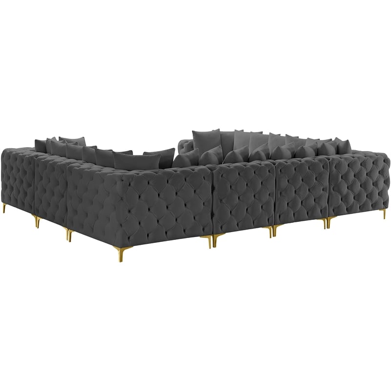Meridian Furniture Tremblay Grey Velvet Modular Sectional