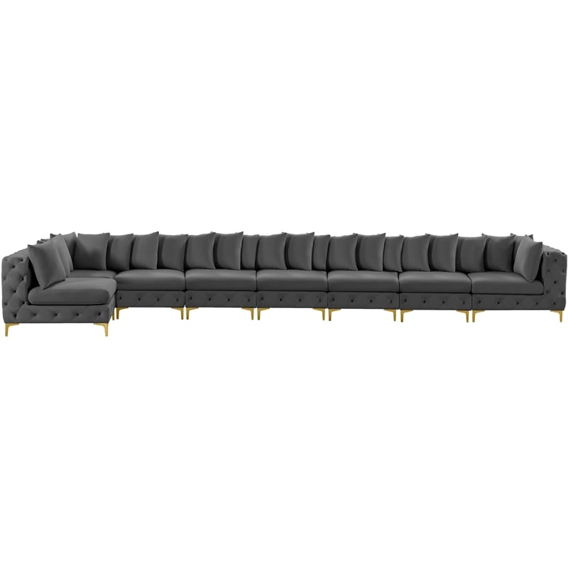 Meridian Furniture Tremblay Grey Velvet Modular Sectional