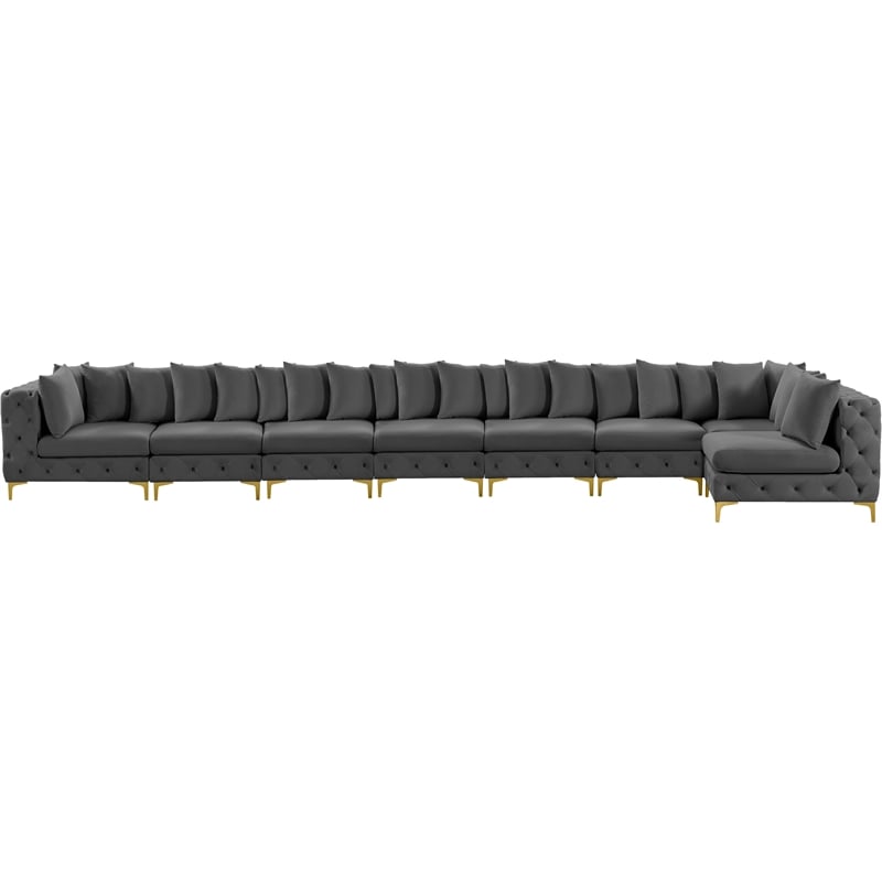 Meridian Furniture Tremblay Grey Velvet Modular Sectional