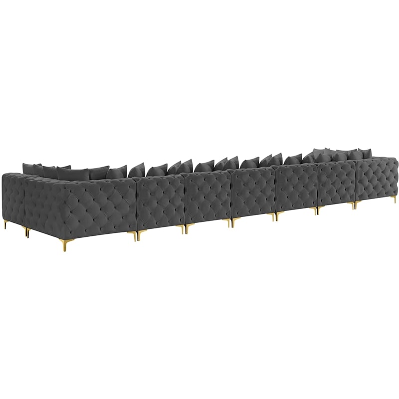 Meridian Furniture Tremblay Grey Velvet Modular Sectional