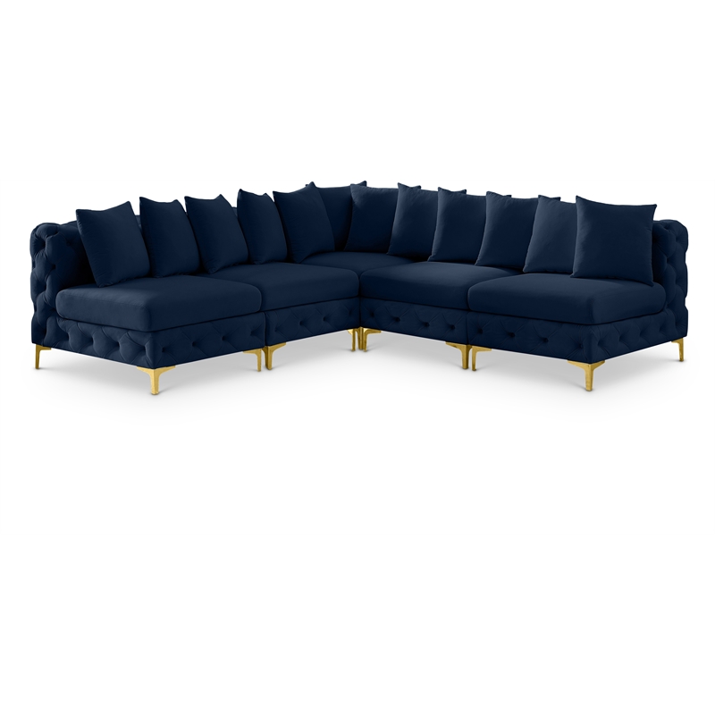 Meridian Furniture Tremblay Navy Velvet Modular Sectional