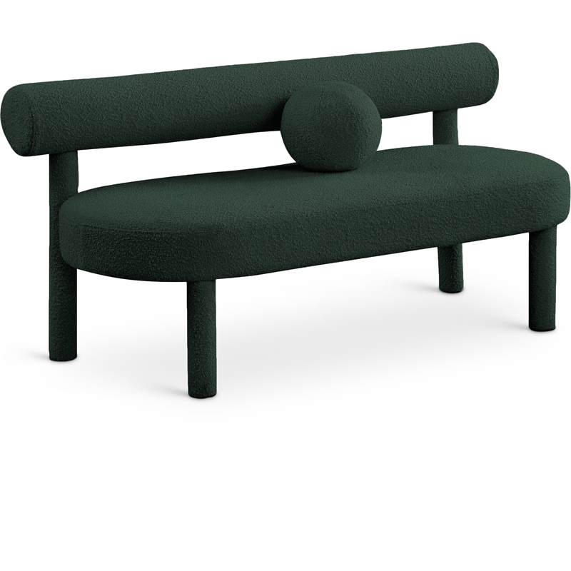 Meridian Furniture Parlor Green Boucle Fabric Bench