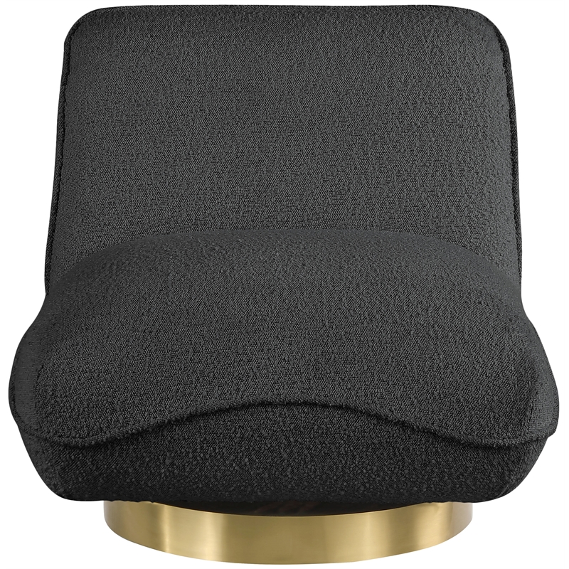 Meridian Furniture Geneva Black Boucle Fabric Swivel Accent Chair