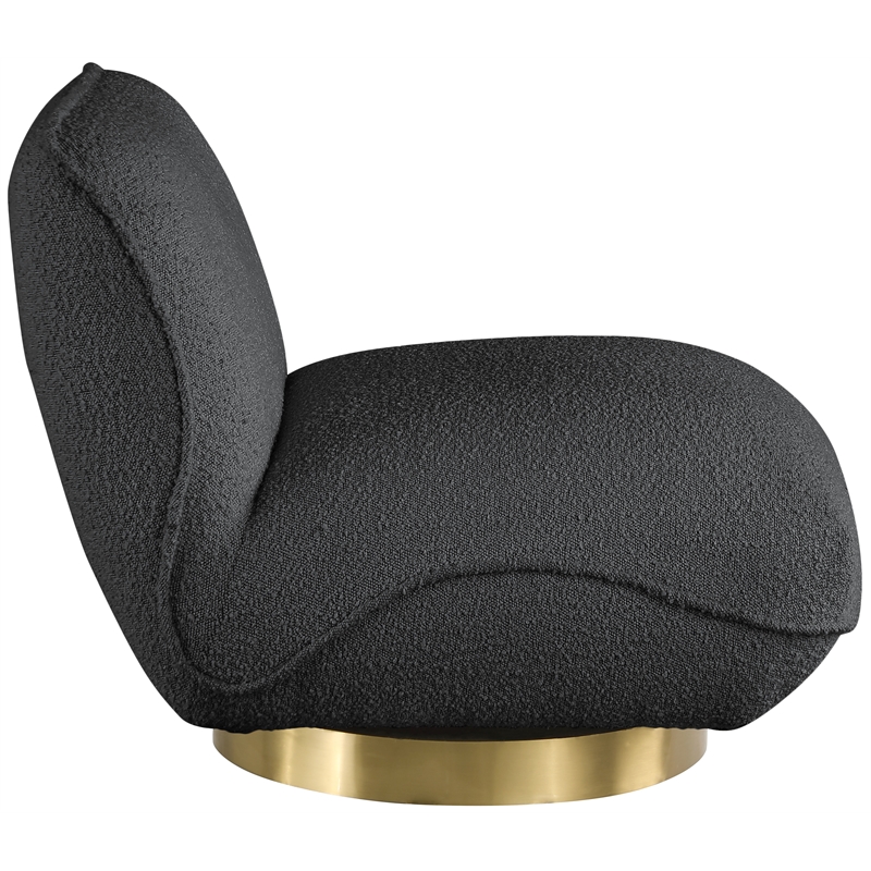 Meridian Furniture Geneva Black Boucle Fabric Swivel Accent Chair