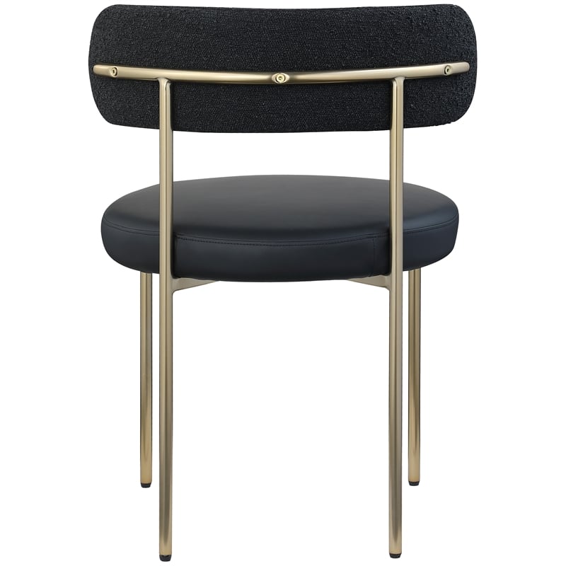 Meridian Furniture Beacon Black Vegan Leather and Boucle Dining Chair (Set of 2)