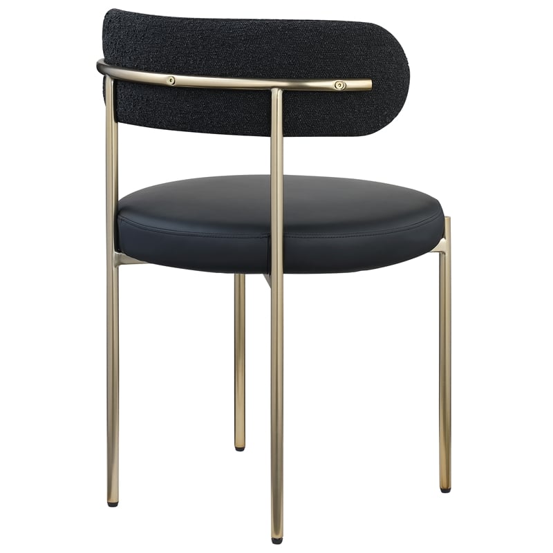 Meridian Furniture Beacon Black Vegan Leather and Boucle Dining Chair (Set of 2)