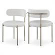 Meridian Furniture Beacon Cream Vegan Leather and Boucle Dining Chair (Set of 2)