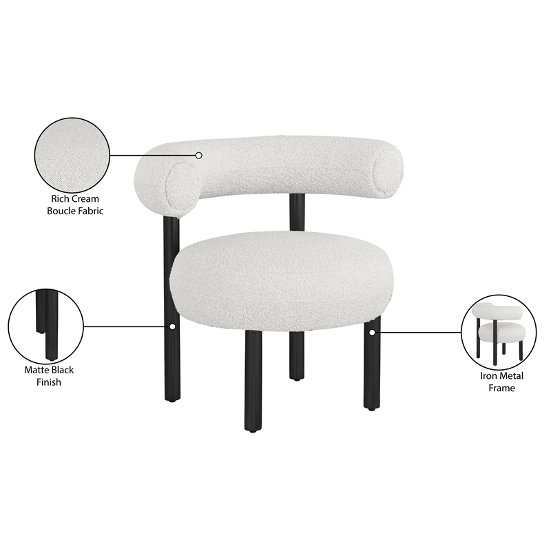 Meridian Furniture Bordeaux Cream Boucle Fabric Accent Chair