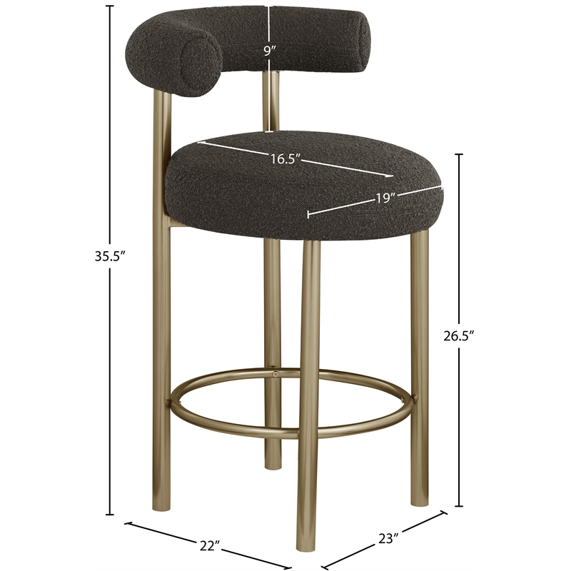 Meridian Furniture Bordeaux Brown Boucle Fabric Stool