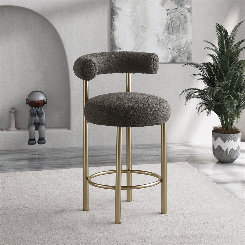 Meridian Furniture Bordeaux Brown Boucle Fabric Stool