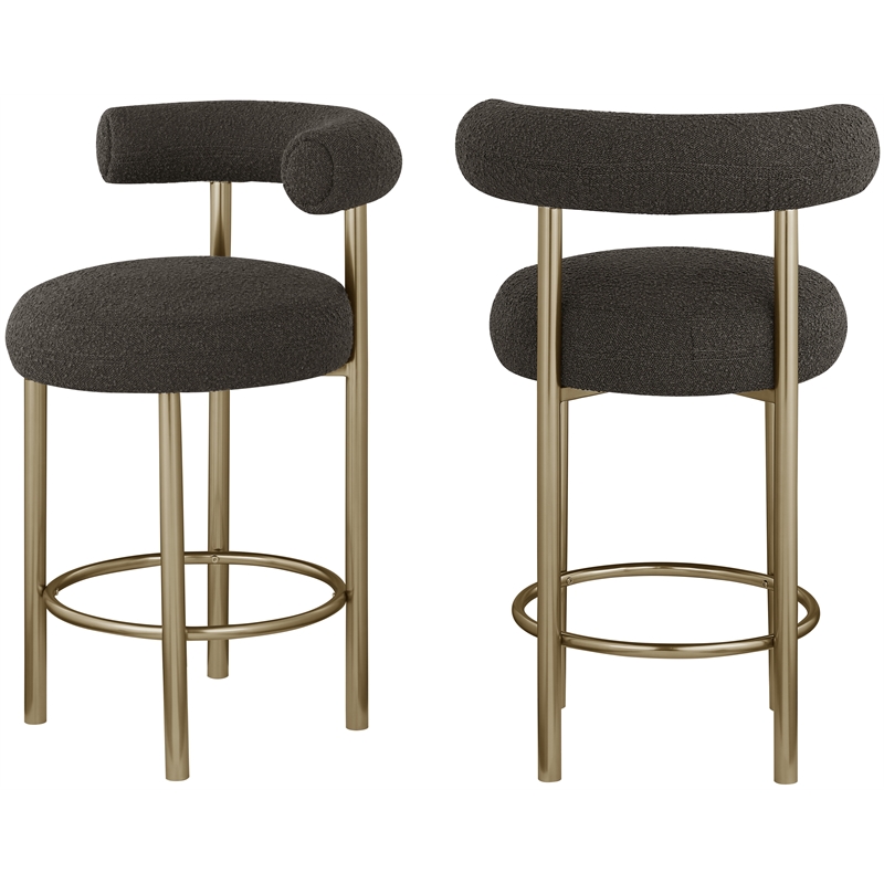 Meridian Furniture Bordeaux Brown Boucle Fabric Stool