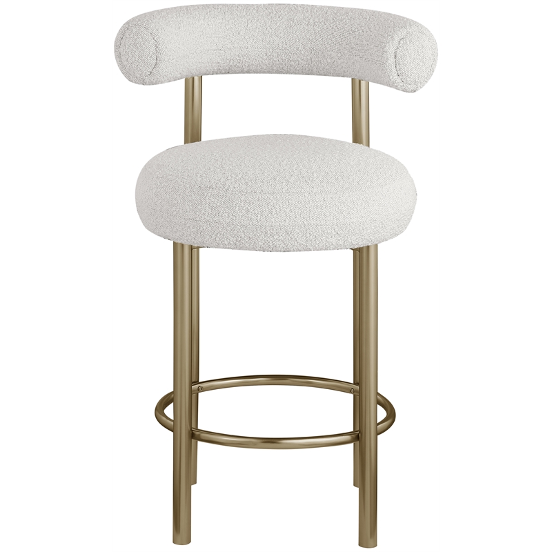 Meridian Furniture Bordeaux Cream Boucle Fabric Stool