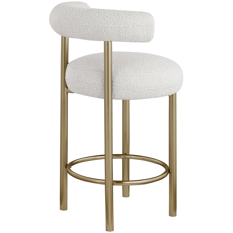 Meridian Furniture Bordeaux Cream Boucle Fabric Stool