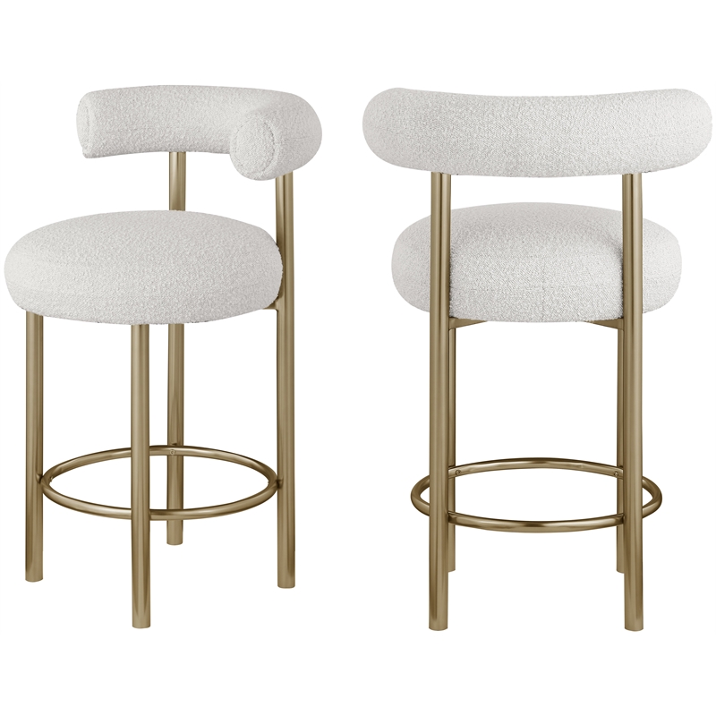 Meridian Furniture Bordeaux Cream Boucle Fabric Stool