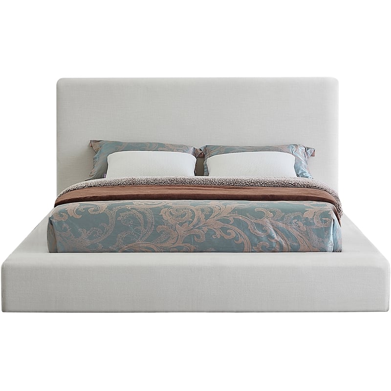 Meridian Furniture Devin Cream Linen Textured Fabric King Bed