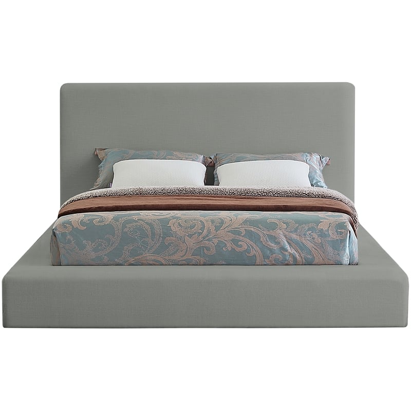 Meridian Furniture Devin Grey Linen Textured Fabric Full Bed