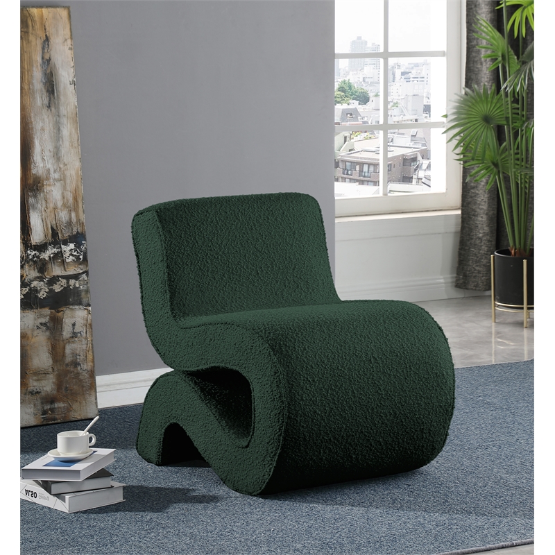 Meridian Furniture Desiree Green Boucle Fabric Accent Chair