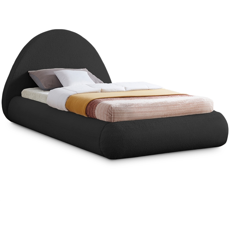 Meridian Furniture Rudy Black Teddy Fabric Twin Bed