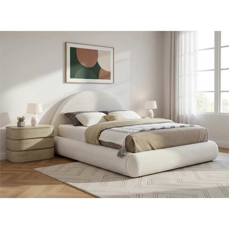 Meridian Furniture Rudy Cream Teddy Fabric King Bed