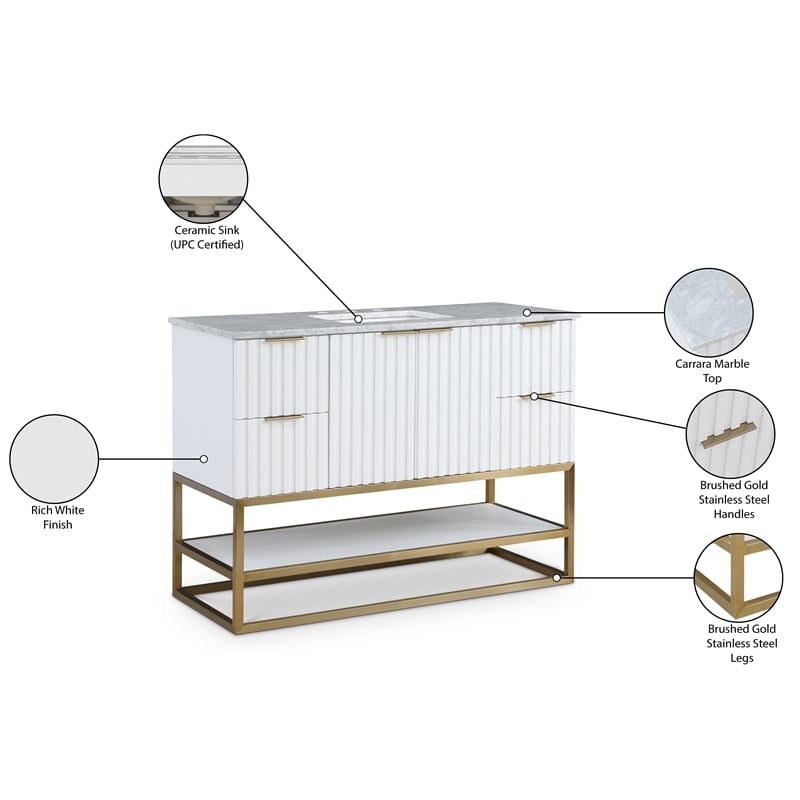Meridian Furniture Monad White Bathroom Vanity